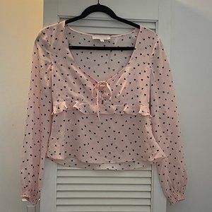 Women's Intermix Silk Pink Heart Top